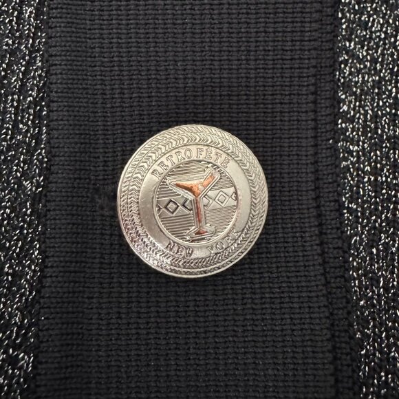 Retrofete Mimi Rib Knit Dress Metallic Black and Silver, Size Small - Picture 8 of 8